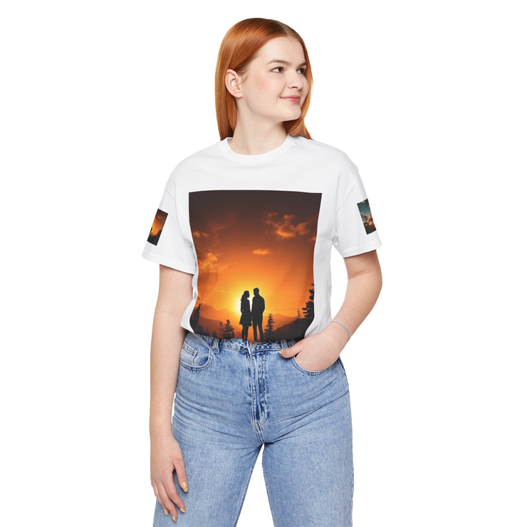 Futuristic Sunset Couple Tee – Space Graphic T-Shirt