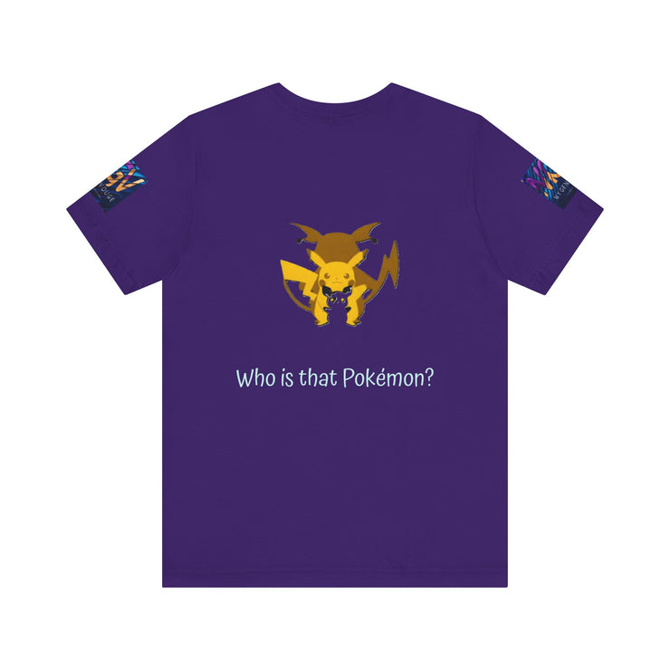 Purple t-shirt with a yellow and purple creature graphic and text &
